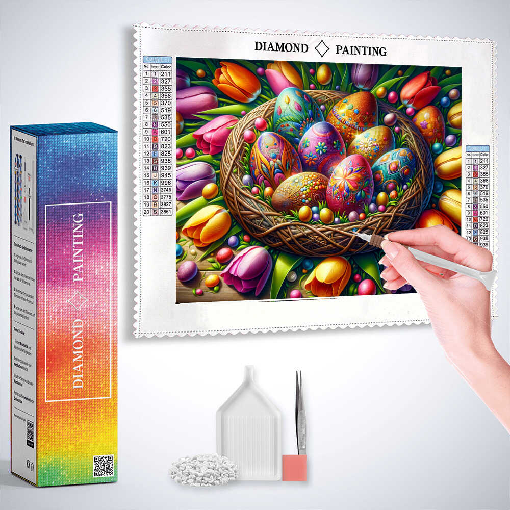 Easter Nest with Tulips — Diamond Painting Kit, product view 2