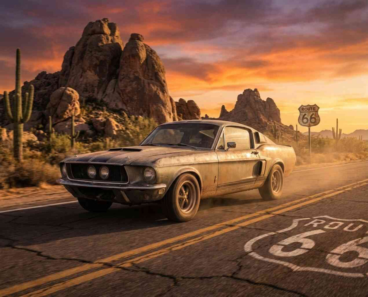 Route 66 at Sunset — Diamond Painting Kit design