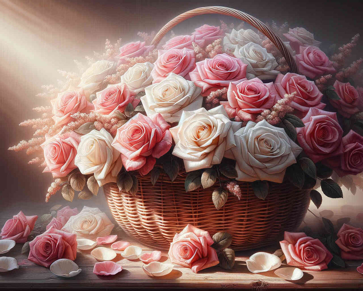 A Basket of Roses — Diamond Painting Kit design
