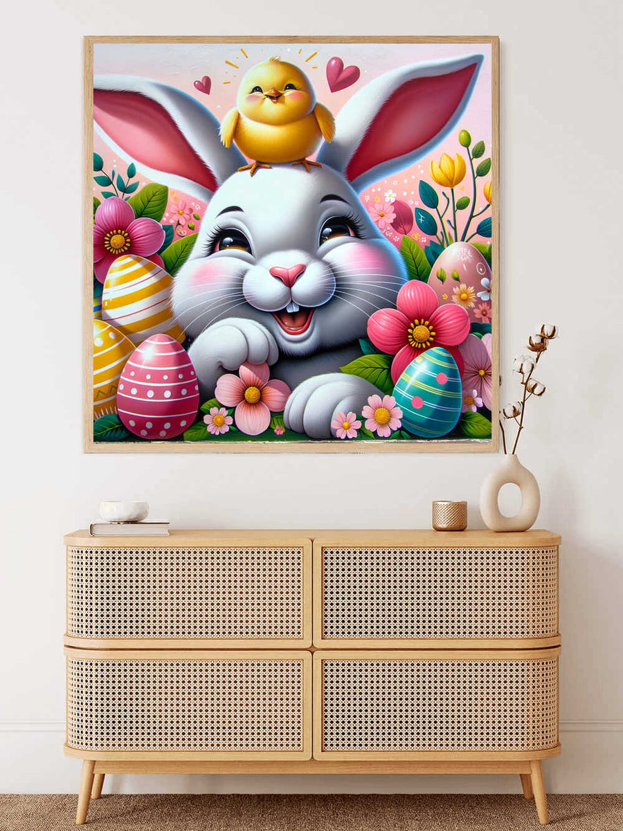 Easter Bunny with Chick — Diamond Painting Kit, product view 2