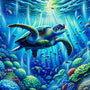 Under the Sea: Turtles on a coral reef — Diamond Painting Kit design