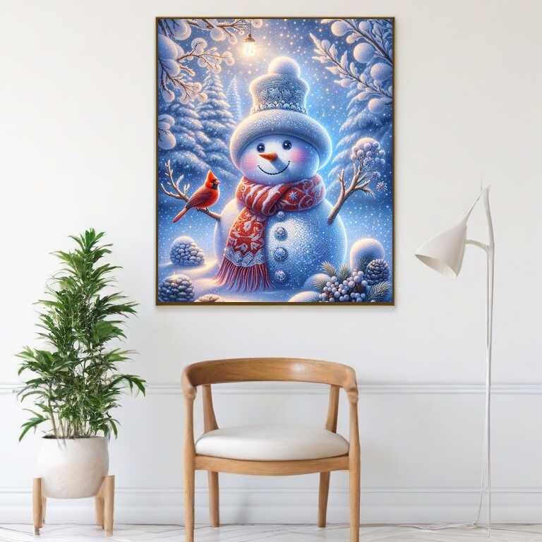Snowman in a snowfall — Diamond Painting Kit, product view 2