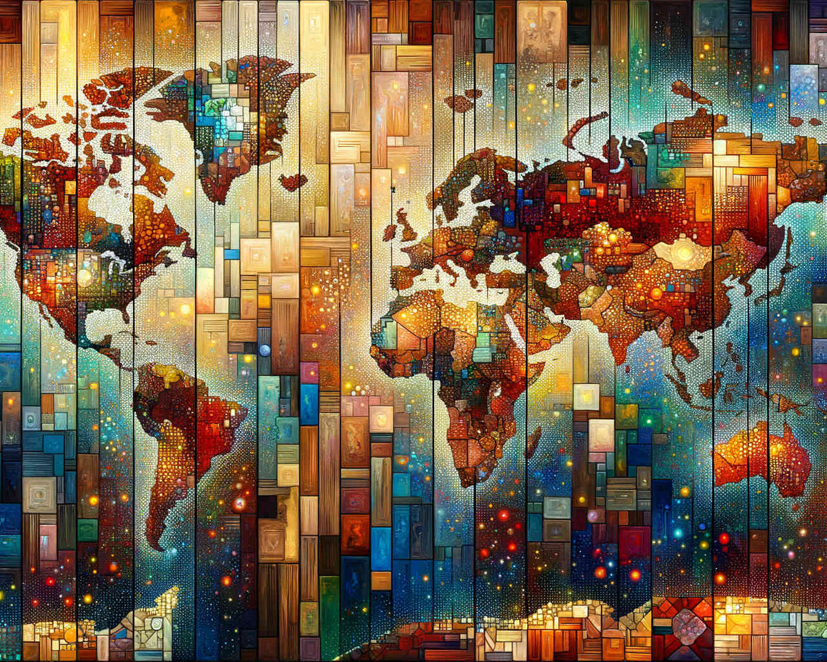 The Wooden World Map — Diamond Painting Kit design