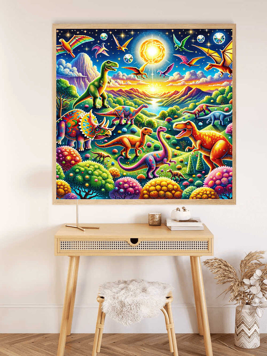 Colorful dinosaur world — Diamond Painting Kit, product view 2