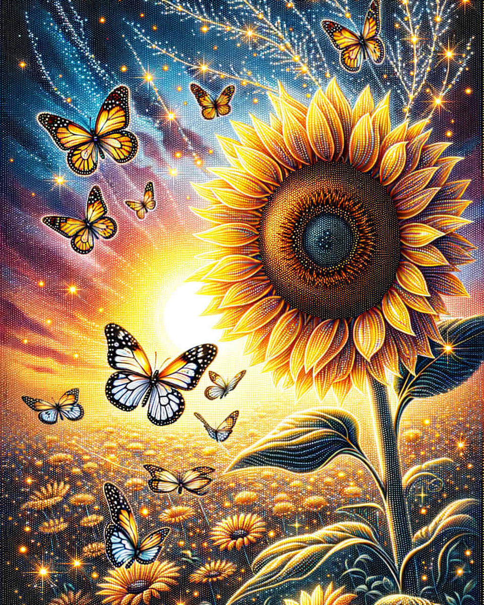Sunflower Butterfly — Diamond Painting Kit design