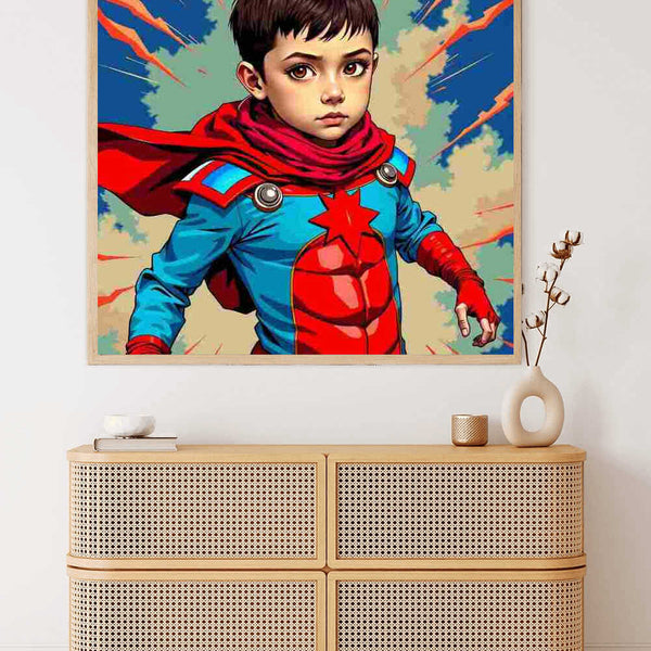 The Little Superhero — Personalized Portrait Diamond Painting Kit, product view 2