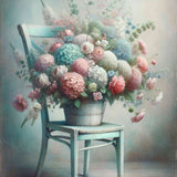 Chair with bouquet of flowers — Diamond Painting Kit design
