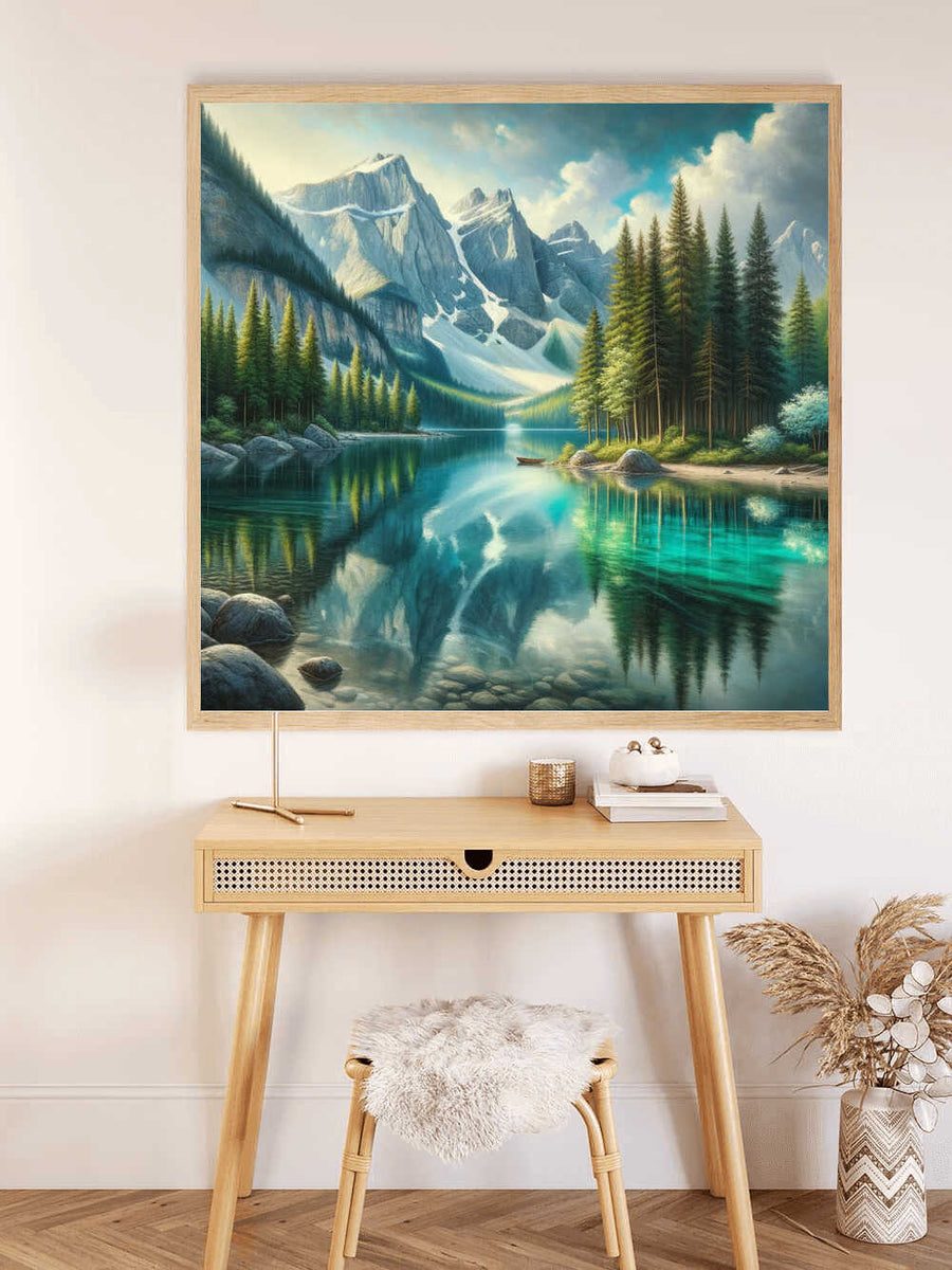 Clear mountain lake — Diamond Painting Kit, product view 2
