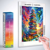 Book Tower, Cartoon — Diamond Painting Kit, product view 3