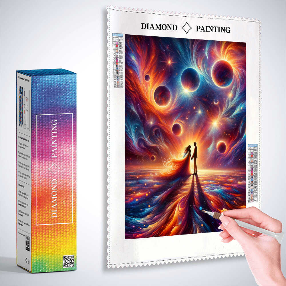 Couple in love in space — Diamond Painting Kit, product view 3