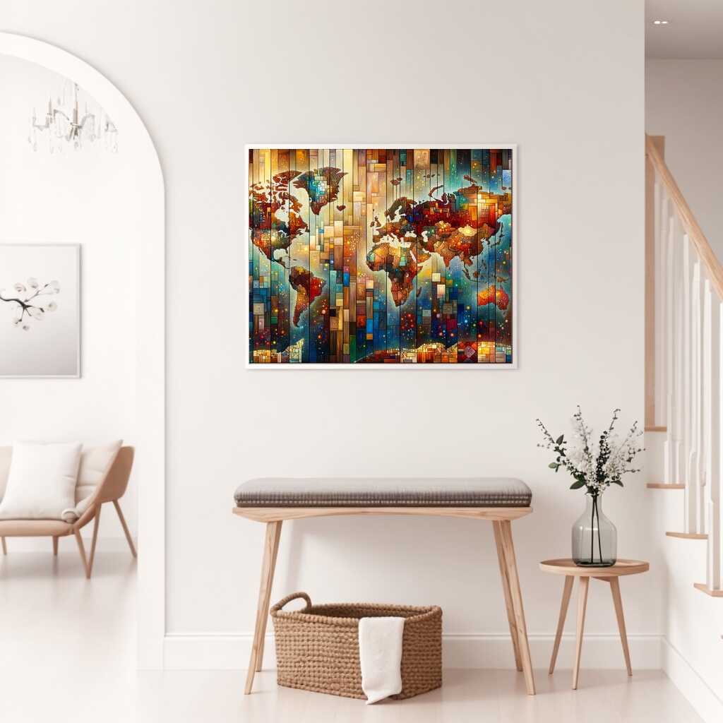 The Wooden World Map — Diamond Painting Kit, product view 2