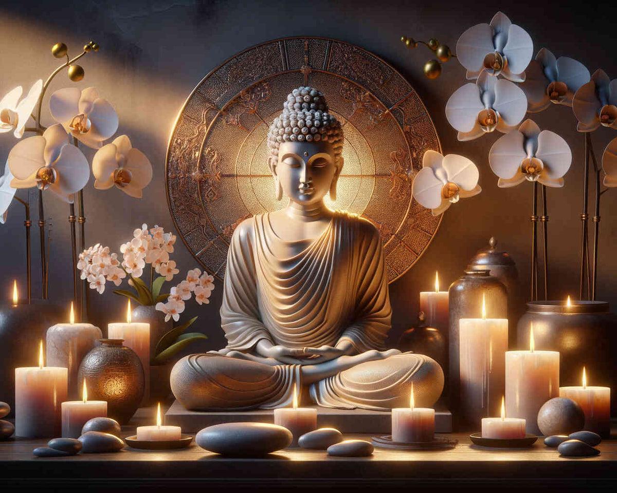 Buddha and Candles — Diamond Painting Kit design