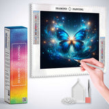 Blue glowing butterfly — Diamond Painting Kit, product view 3