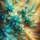 Abstract flowers turquoise — Diamond Painting Kit design
