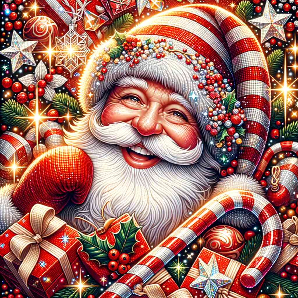 Santa Claus with striped hat — Diamond Painting Kit design