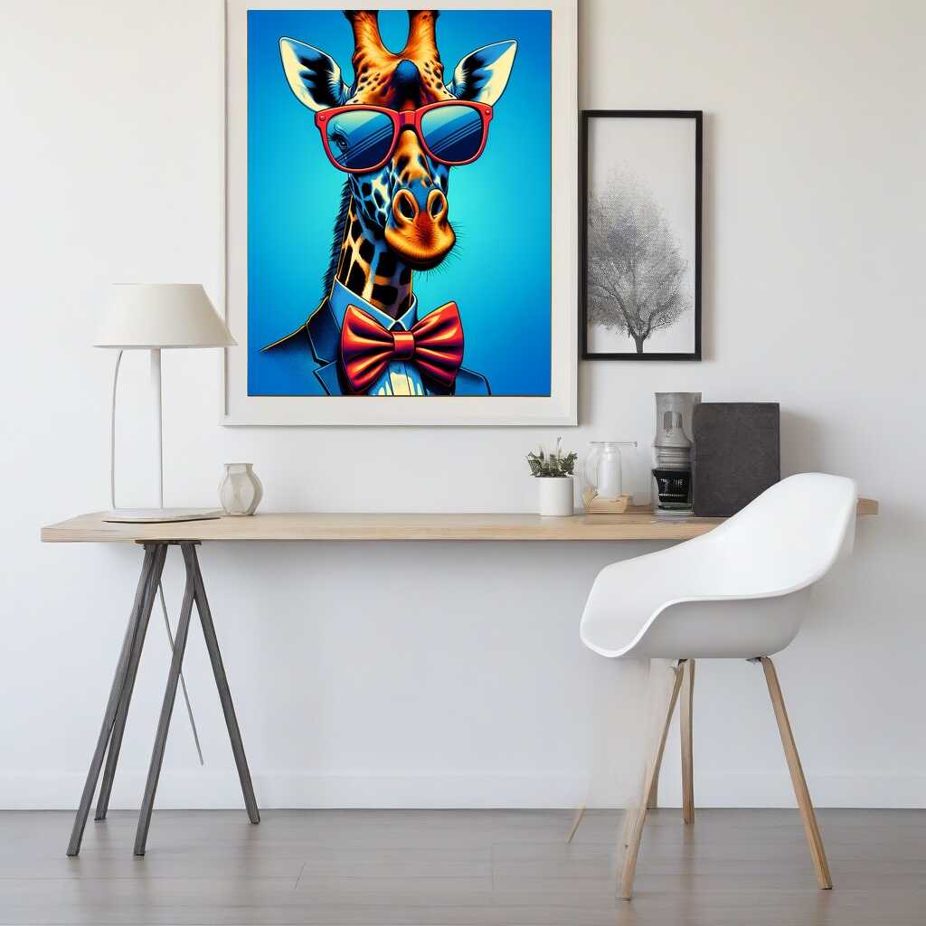 Giraffe with bow tie and glasses — Diamond Painting Kit, product view 2
