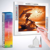 Woman on the beach with parasol and hat — Diamond Painting Kit, product view 3