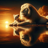 White Lion and Cub — Diamond Painting Kit design