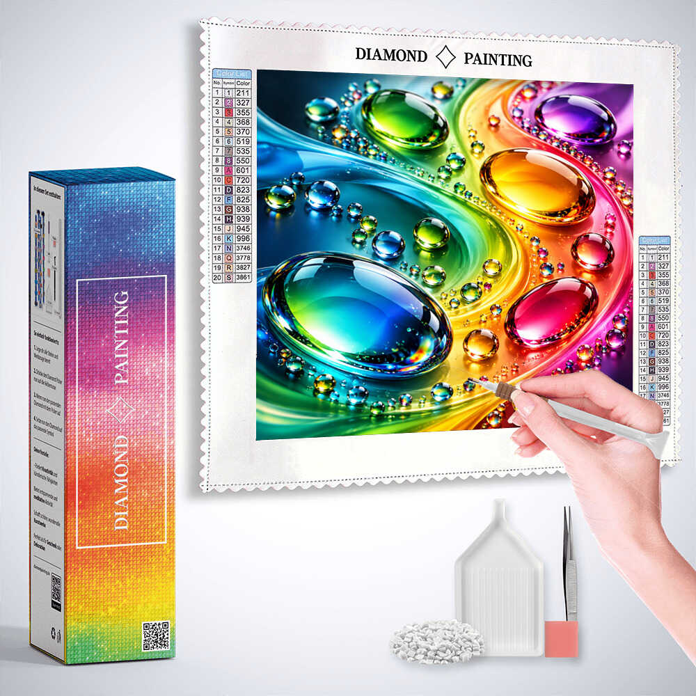 Colorful raindrops — AB Diamond Painting Kit, product view 3