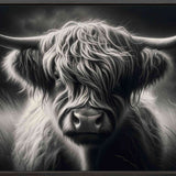 Black and white highland cattle with shaggy hair — Diamond Painting Kit design