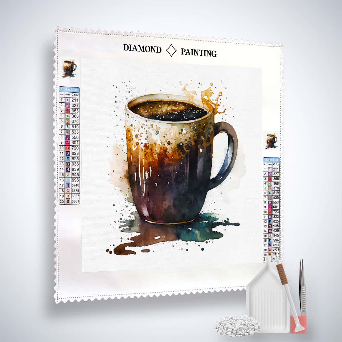 Coffee cup in front of white — Diamond Painting Kit, product view 2