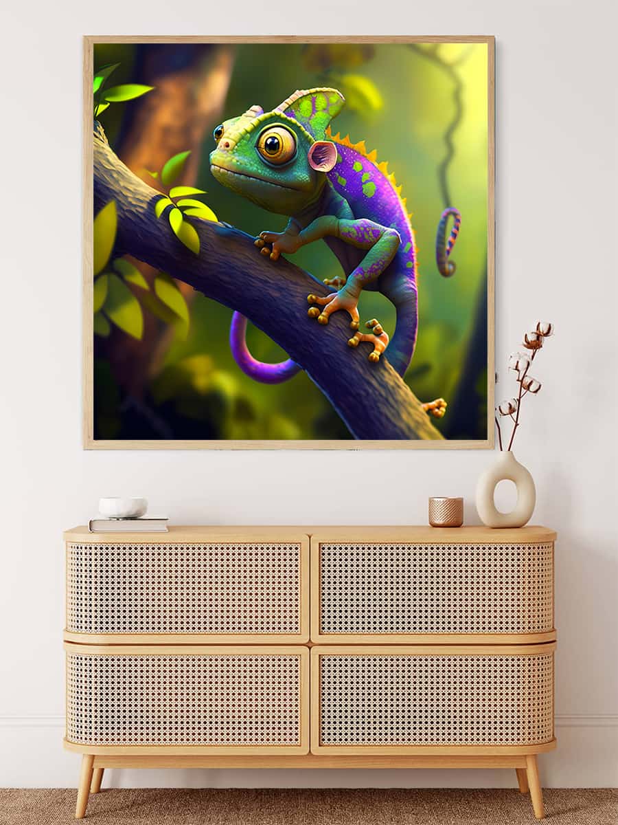 Green Chameleon — Diamond Painting Kit, product view 3
