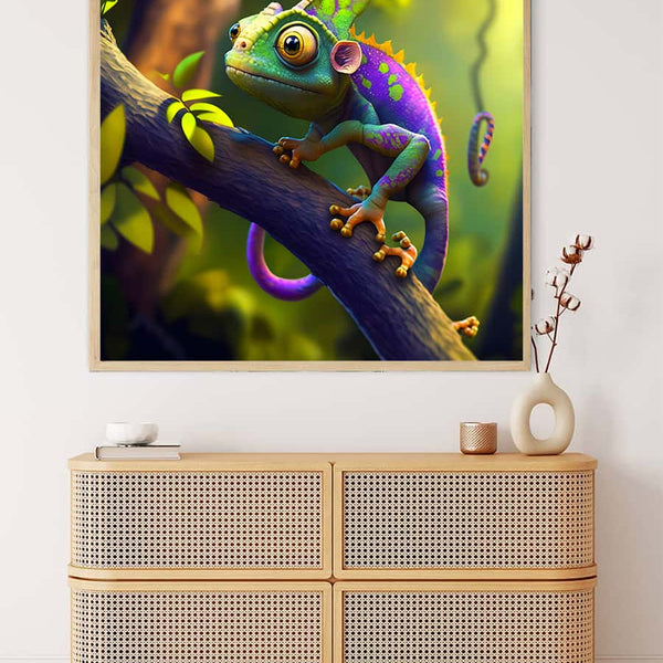 Green Chameleon — Diamond Painting Kit, product view 3