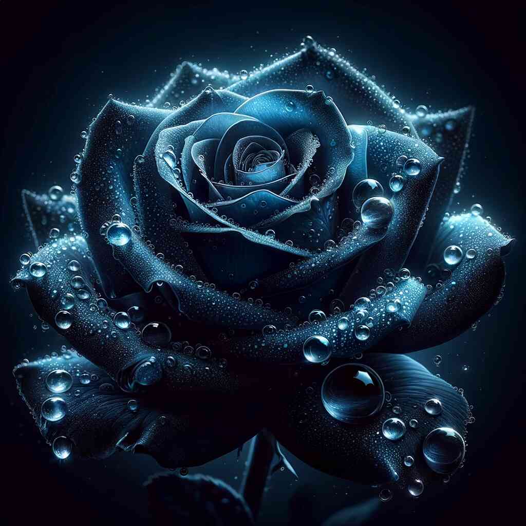 Blue rose with water drops — Diamond Painting Kit design