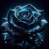 Blue rose with water drops — Diamond Painting Kit design