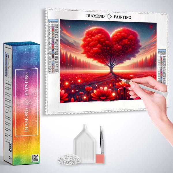 The Red Heart Tree — Diamond Painting Kit, product view 3