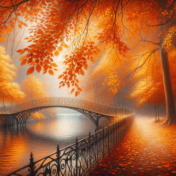 An Autumn Walk in Orange — Diamond Painting Kit design
