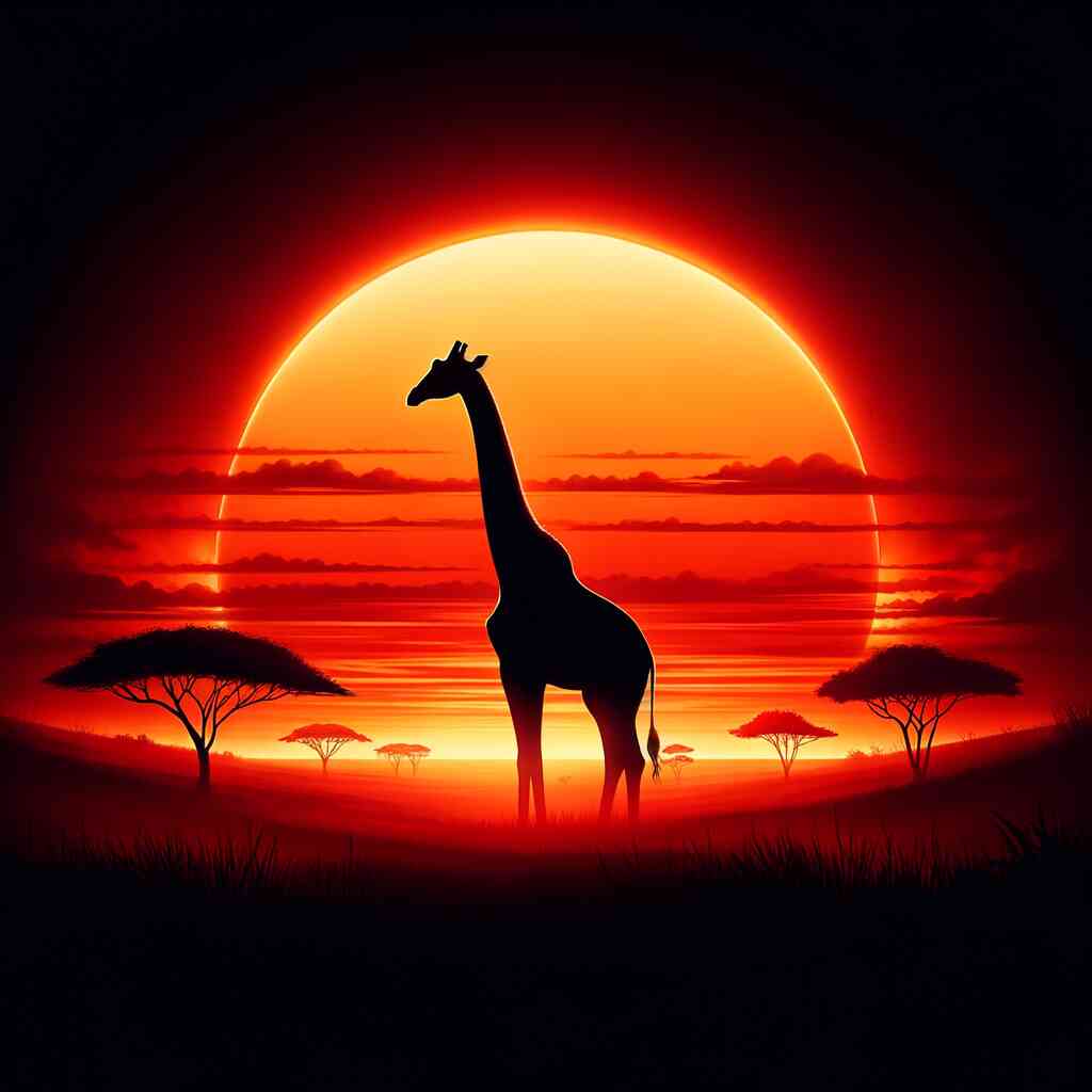 Giraffe in front of the sun — Diamond Painting Kit design