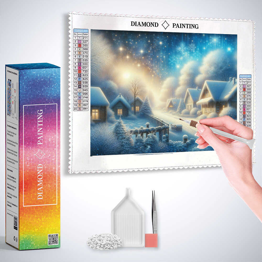 The Snow-Covered Village — Diamond Painting Kit, product view 3