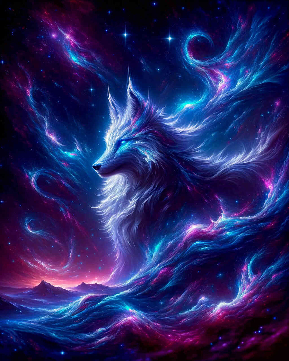 Glowing Wolf — Diamond Painting Kit design