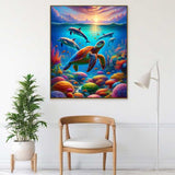 Turtle Family Dolphins — Diamond Painting Kit, product view 2