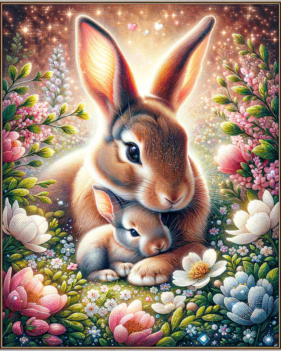 Hare mother and child — Diamond Painting Kit design