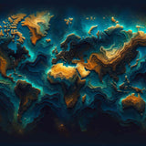 World Map in Teal — Diamond Painting Kit design