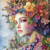A Young Woman's Floral Awakening — Diamond Painting Kit design
