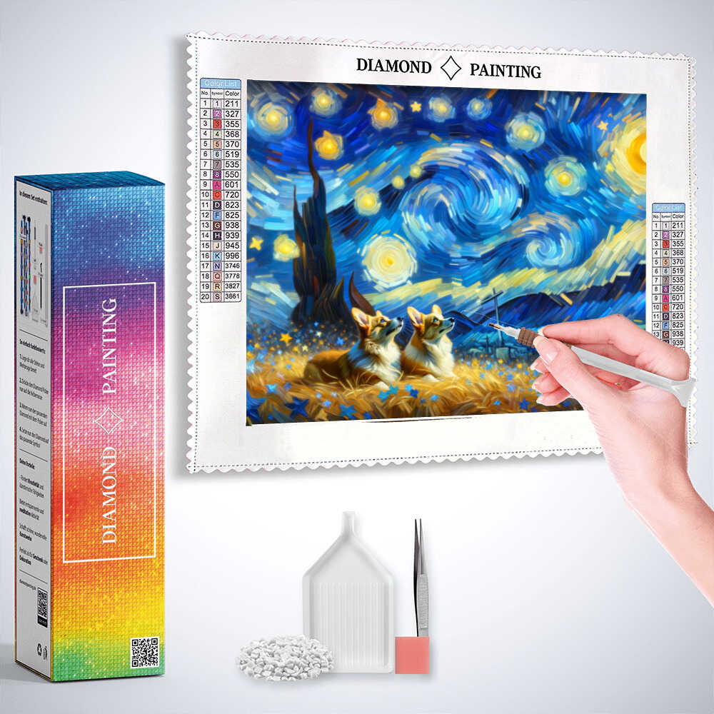 Corgi beneath the Stars — Diamond Painting Kit, product view 3