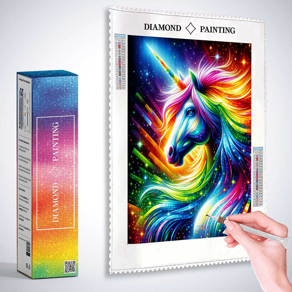 Rainbow horse with mane — Diamond Painting Kit, product view 3