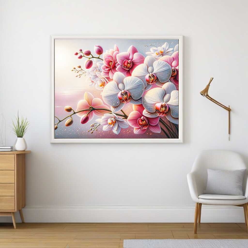 Pink and White Orchids — Diamond Painting Kit, product view 2