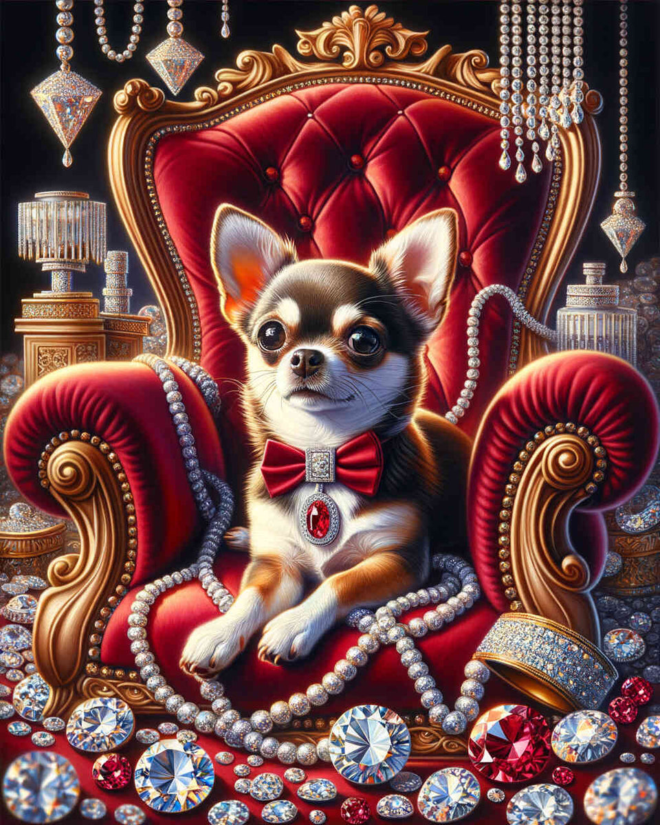 Chihuahua Throne — Diamond Painting Kit design