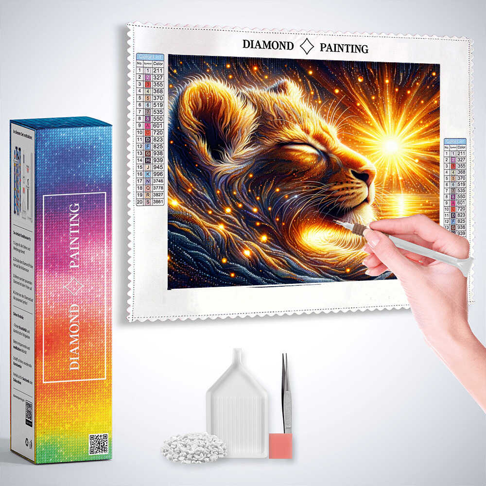 Lion Cub in the Sunshine — Diamond Painting Kit, product view 3