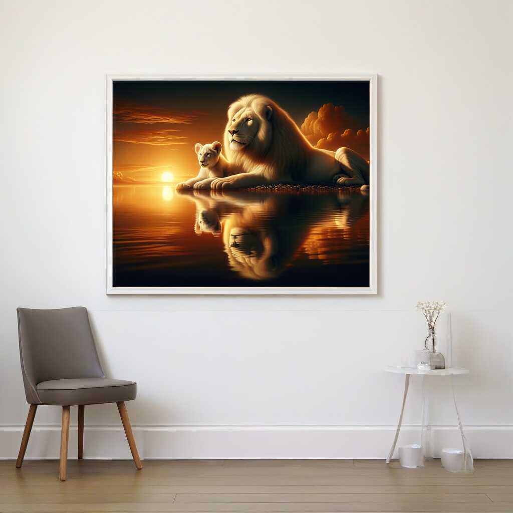 White Lion and Cub — Diamond Painting Kit, product view 2