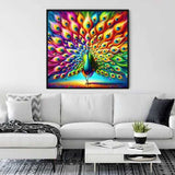 Peacock in an Explosion of Color — Diamond Painting Kit, product view 2