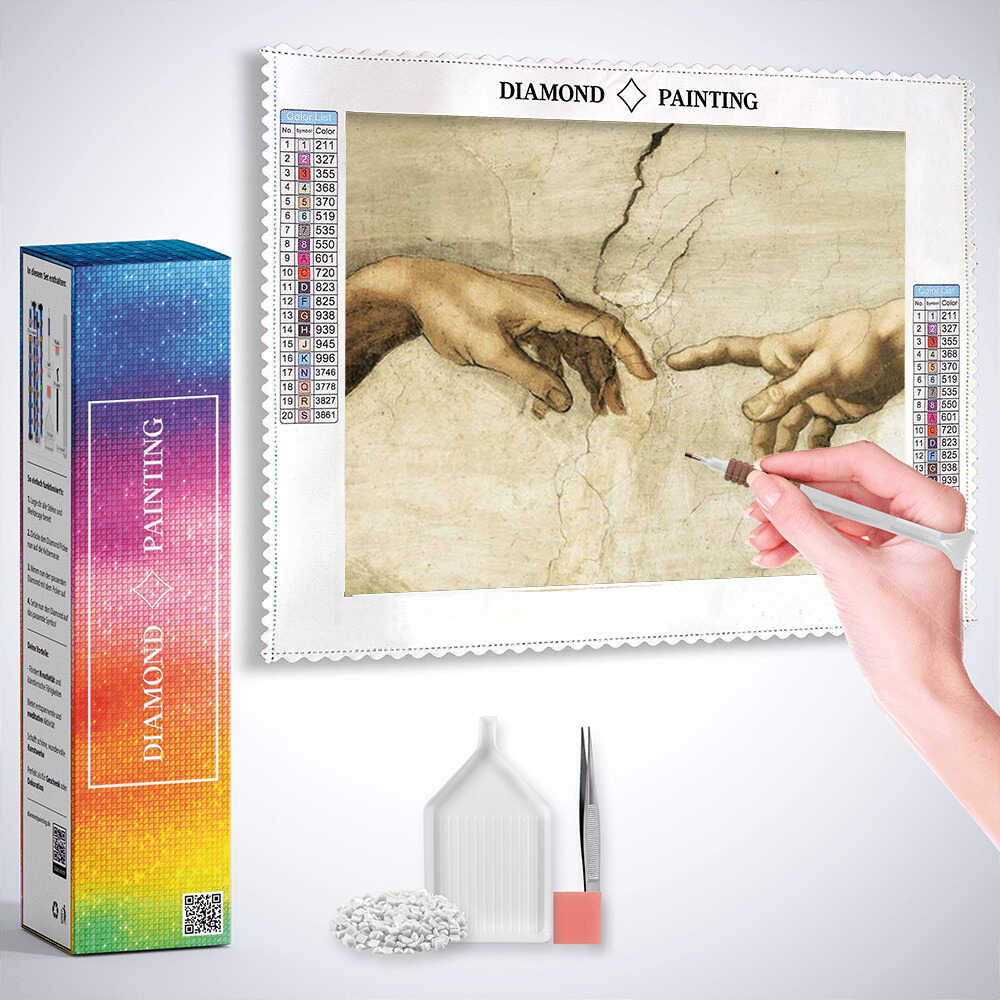 The Creation of Adam: Reaching Hands — Diamond Painting Kit, product view 3