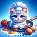 Chef kitten, cartoon — Diamond Painting Kit design