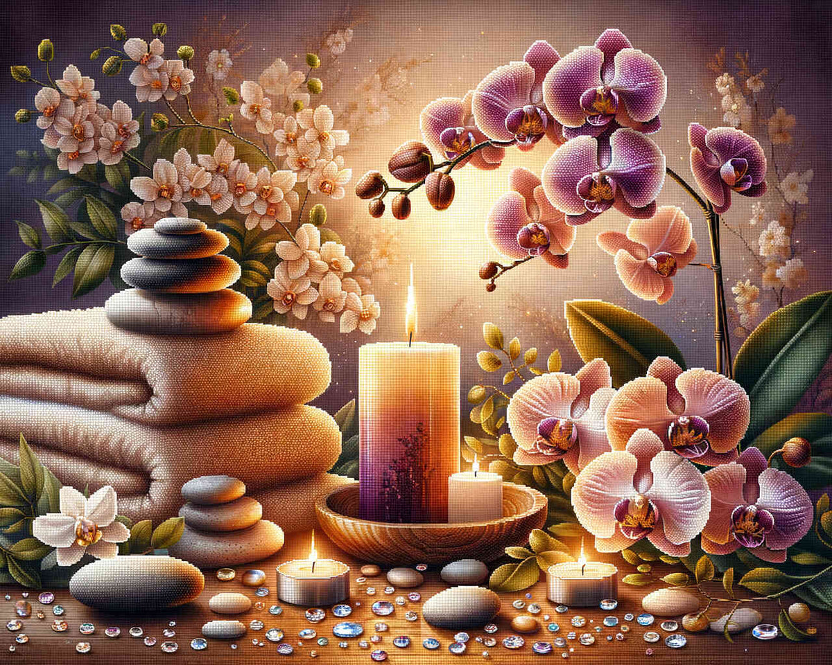 Orchids by Candlelight — Diamond Painting Kit design