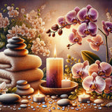 Orchids by Candlelight — Diamond Painting Kit design