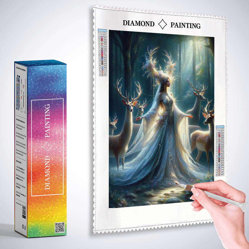 Woman with antlers and deer — Diamond Painting Kit, product view 3